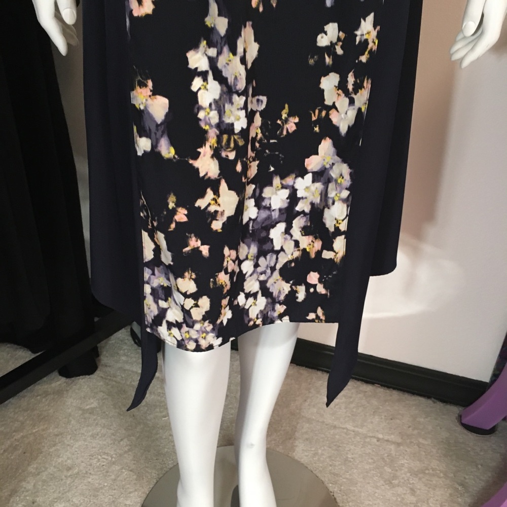 Vera Wang Handkerchief Navy Floral Dress - Picture 10 of 16